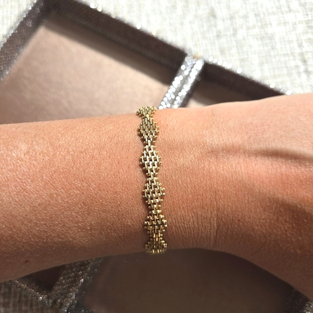 Vintage 14k Gold Mesh Weave Bracelet